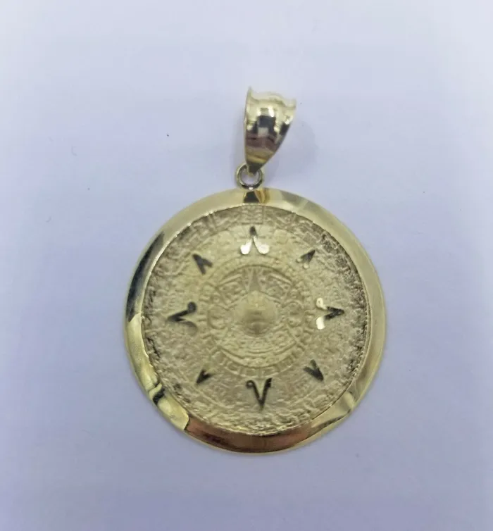 Globalwatches10 Necklaces 10k Real Yellow Gold Aztec Calendar Charm Pendant Men Women Diamond cut Globalwatches10 Necklaces 10k Real Yellow Gold Aztec Calendar Charm Pendant Men Women Diamond cut