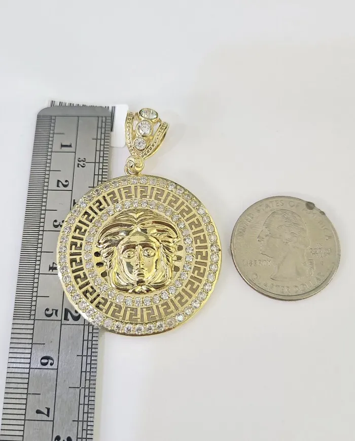 Gold and Diamond Necklaces 10K Franco Chain Medusa Head Pendant Charm Necklace 2026 25mm Yellow Gold