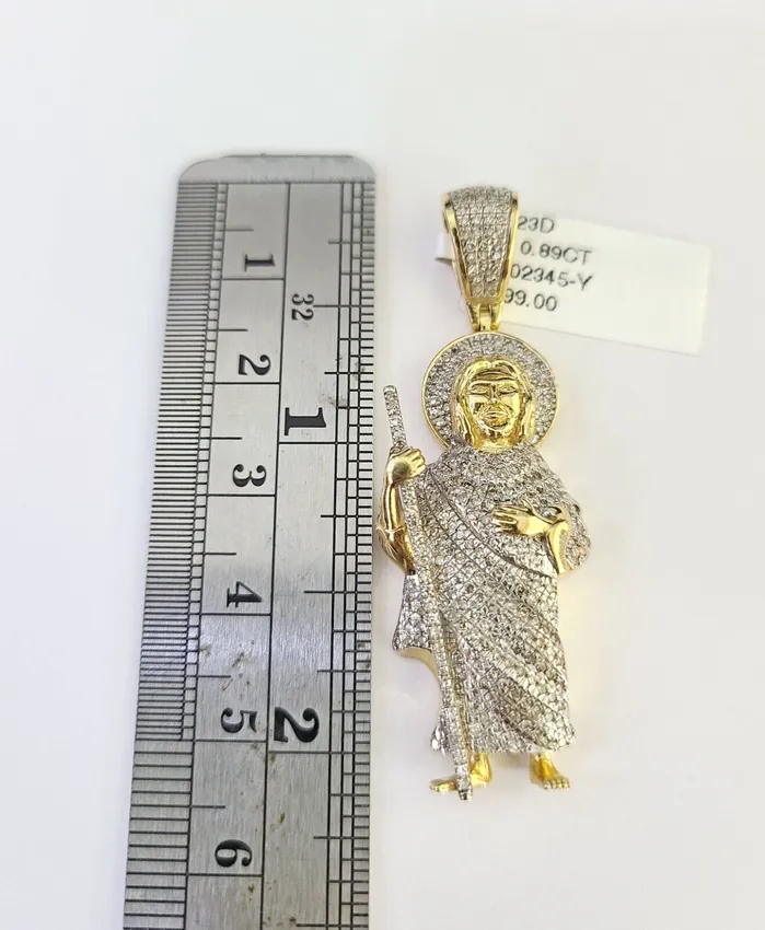 Gold and Diamond Necklaces 10k Miami Cuban Chain Diamond Saint Jude Charm Set 4mm 1828 Necklace Gold