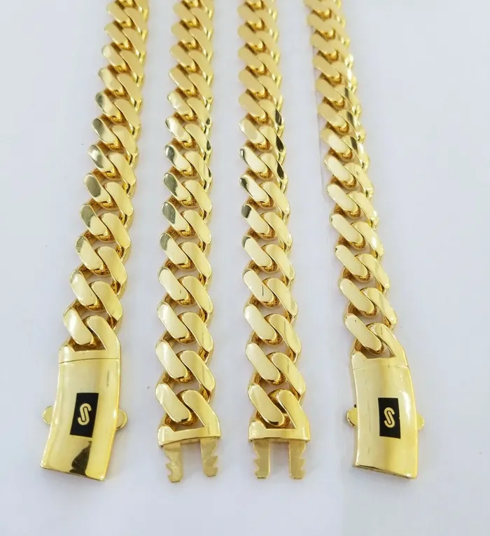 Gold and Diamond Necklaces 10k Real Gold Men Royal Monaco Link Chain 24inch 15mm yellow 10kt gold necklace