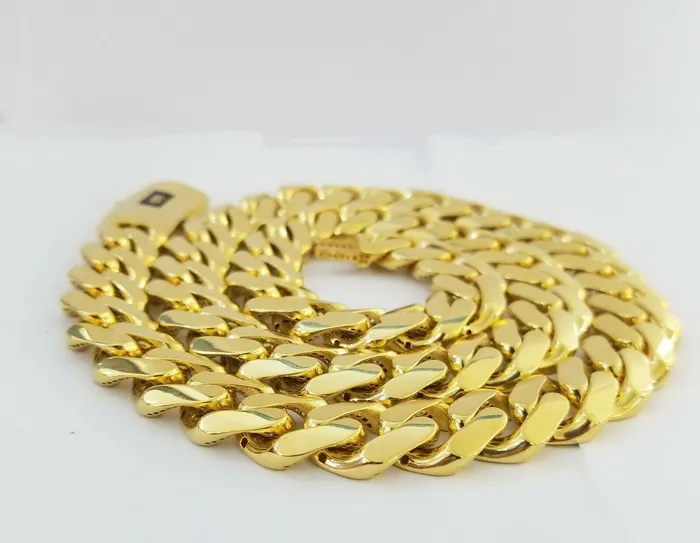 Gold and Diamond Necklaces 10k Real Gold Men Royal Monaco Link Chain 24inch 15mm yellow 10kt gold necklace
