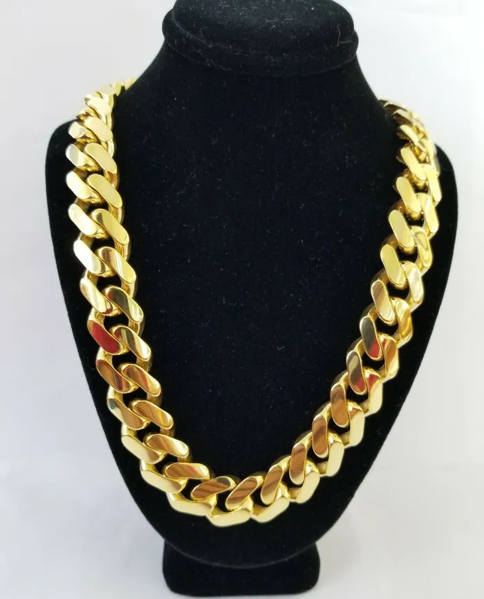 Gold and Diamond Necklaces 10k Real Gold Men Royal Monaco Link Chain 24inch 15mm yellow 10kt gold necklace