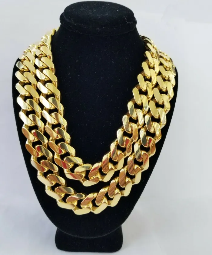 Gold and Diamond Necklaces 10k Real Gold Men Royal Monaco Link Chain 24inch 15mm yellow 10kt gold necklace