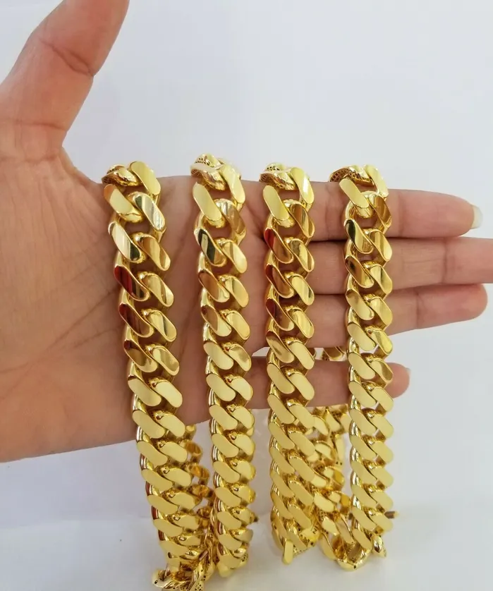 Gold and Diamond Necklaces 10k Real Gold Men Royal Monaco Link Chain 24inch 15mm yellow 10kt gold necklace