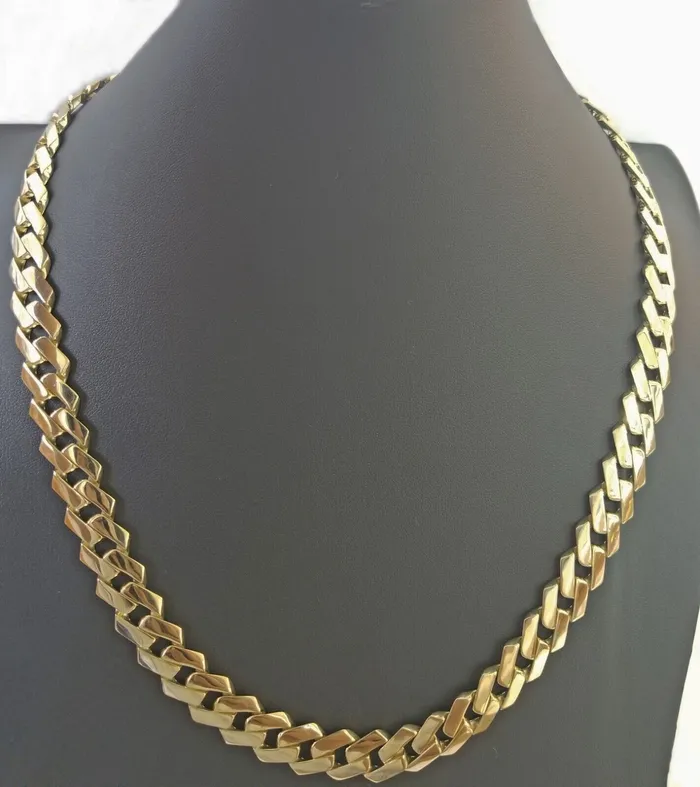 Gold and Diamond Necklaces 10K Yellow Gold 13mm Royal Monaco Miami Link Chain Necklace 24 Inch Mens REAL Gold and Diamond Necklaces 10K Yellow Gold 13mm Royal Monaco Miami Link Chain Necklace 24 Inch Mens REAL