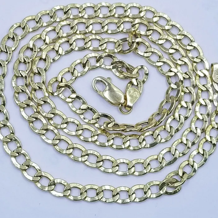 Gold and Diamond Necklaces 10K Yellow Gold Cuban Curb Link chain 5mm Necklace 1826 Real