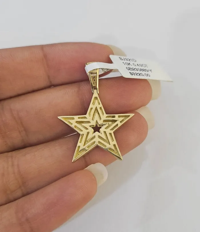 Gold and Diamond Necklaces Real 10k Milano Rope Chain Diamond Star Charm Necklace SET 3mm 18 20 22 24