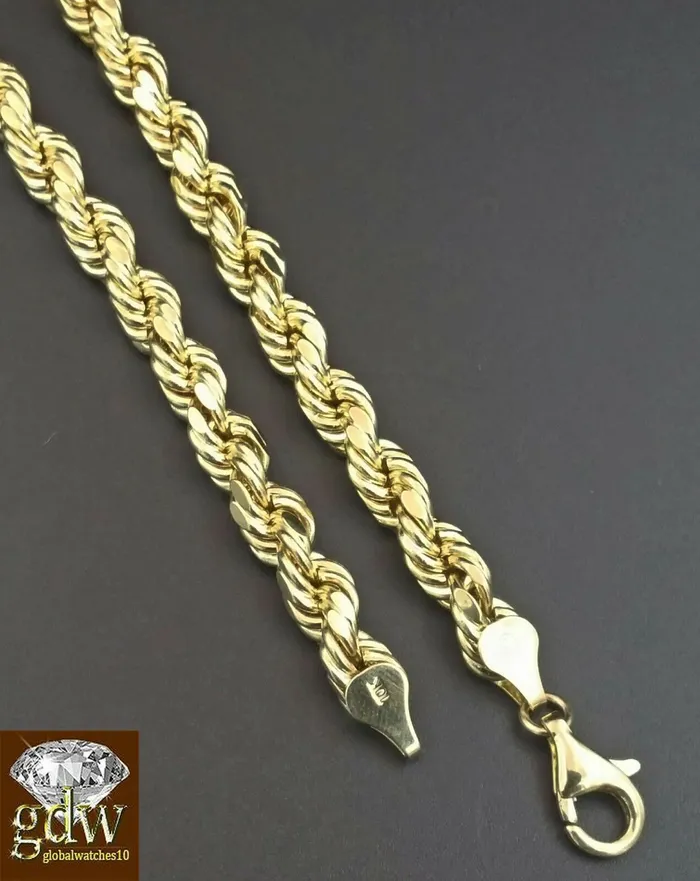 Gold and Diamond Necklaces Real 10K Yellow Gold 26 Inch Rope Chain with Jesus CharmPendant for MenFranco