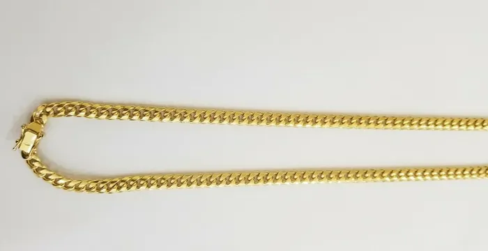 Gold and Diamond Necklaces Real 10k Yellow Gold chain Miami Cuban Link necklace 6mm Mens 10kt 22 Box Lock