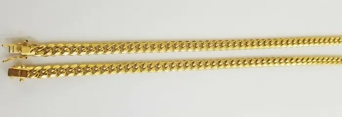 Gold and Diamond Necklaces Real 10k Yellow Gold chain Miami Cuban Link necklace 6mm Mens 10kt 22 Box Lock