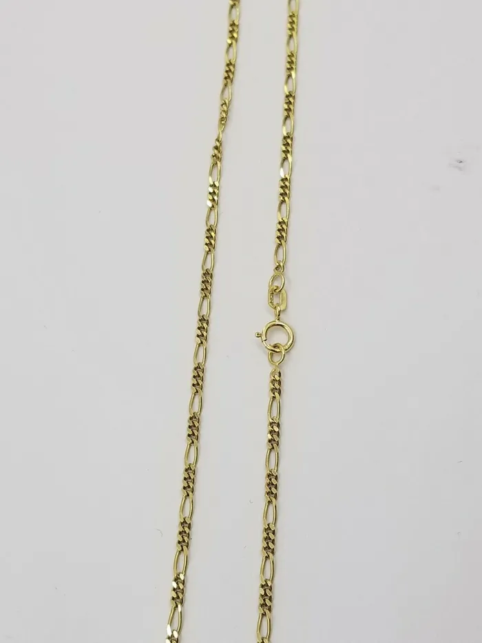 Gold and Diamond Necklaces Real 14K Yellow Gold Figaro Link Chain Necklace 2mm 16 18 20 22 24 Solid