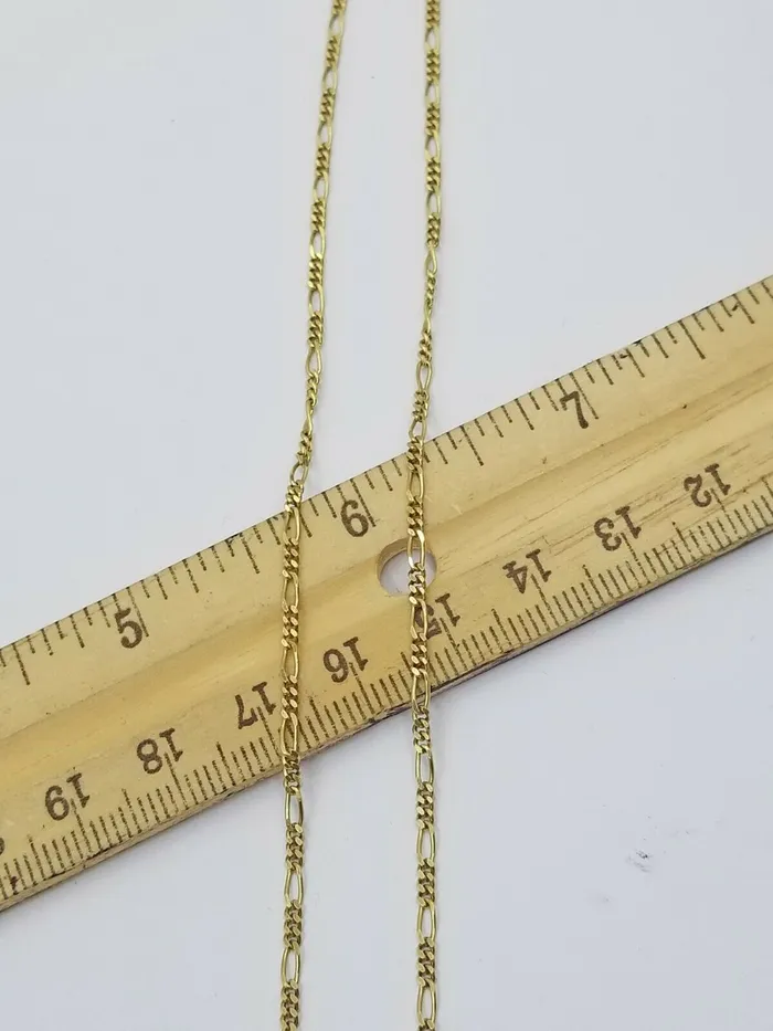 Gold and Diamond Necklaces Real 14K Yellow Gold Figaro Link Chain Necklace 2mm 16 18 20 22 24 Solid
