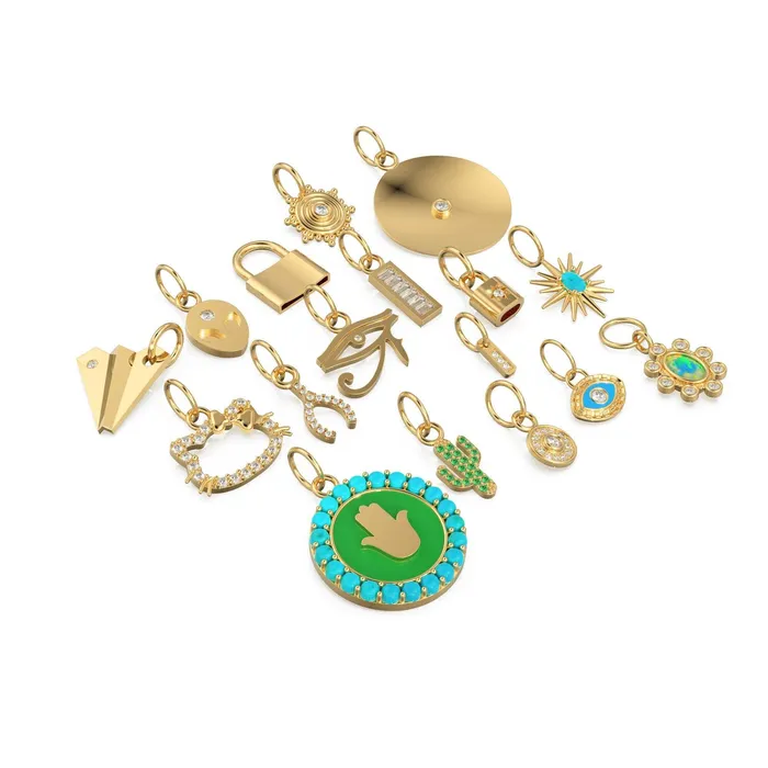 Jalvi Co Charm Necklaces 14K Gold Diamond and Gemstone Mini Charm Pendants Jalvi Co Charm Necklaces 14K Gold Diamond and Gemstone Mini Charm Pendants