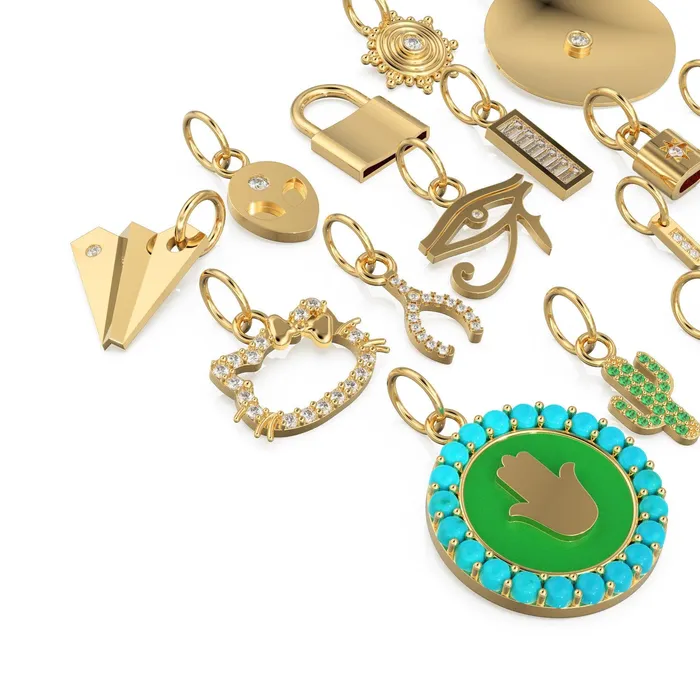 Jalvi Co Charm Necklaces 14K Gold Diamond and Gemstone Mini Charm Pendants Jalvi Co Charm Necklaces 14K Gold Diamond and Gemstone Mini Charm Pendants