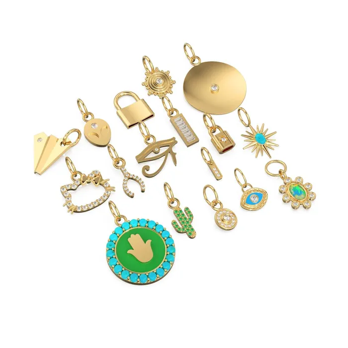 Jalvi Co Charm Necklaces 14K Gold Diamond and Gemstone Mini Charm Pendants Jalvi Co Charm Necklaces 14K Gold Diamond and Gemstone Mini Charm Pendants