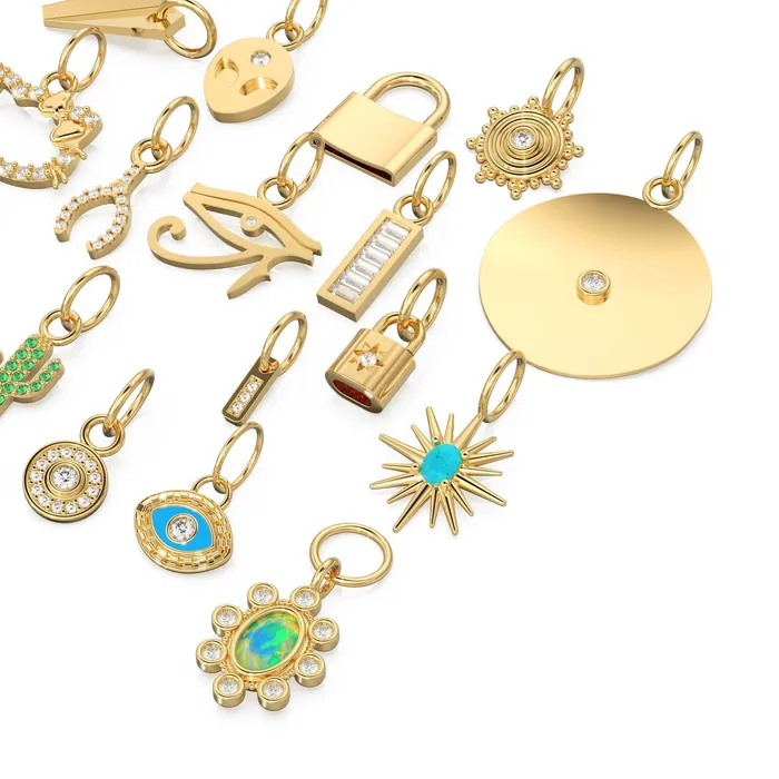 Jalvi Co Charm Necklaces 14K Gold Diamond and Gemstone Mini Charm Pendants Jalvi Co Charm Necklaces 14K Gold Diamond and Gemstone Mini Charm Pendants
