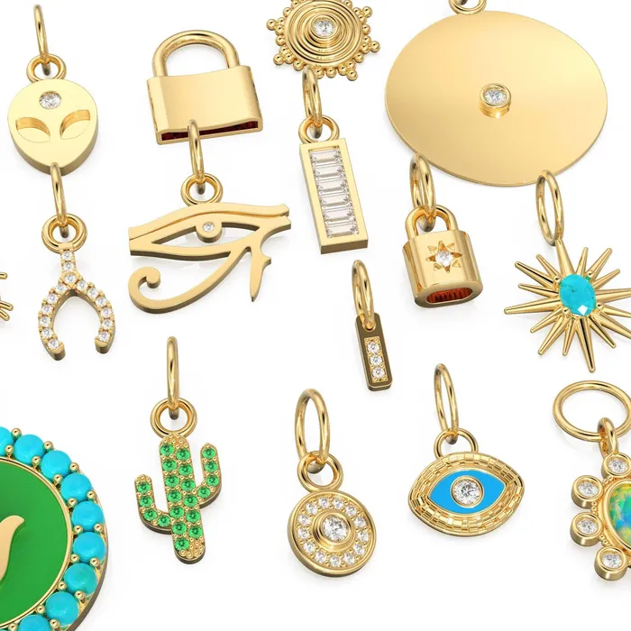 Jalvi Co Charm Necklaces 14K Gold Diamond and Gemstone Mini Charm Pendants Jalvi Co Charm Necklaces 14K Gold Diamond and Gemstone Mini Charm Pendants