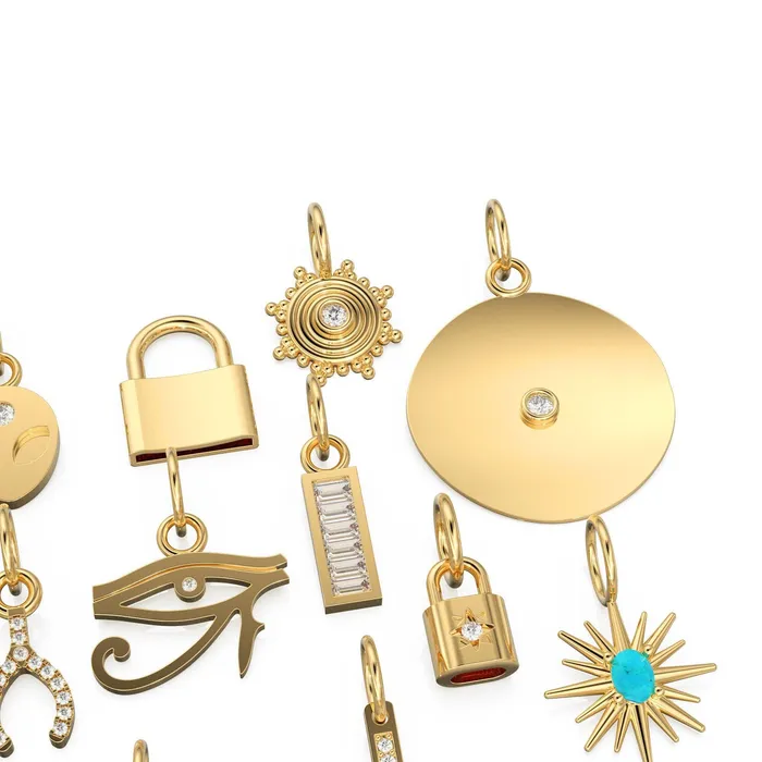 Jalvi Co Charm Necklaces 14K Gold Diamond and Gemstone Mini Charm Pendants Jalvi Co Charm Necklaces 14K Gold Diamond and Gemstone Mini Charm Pendants