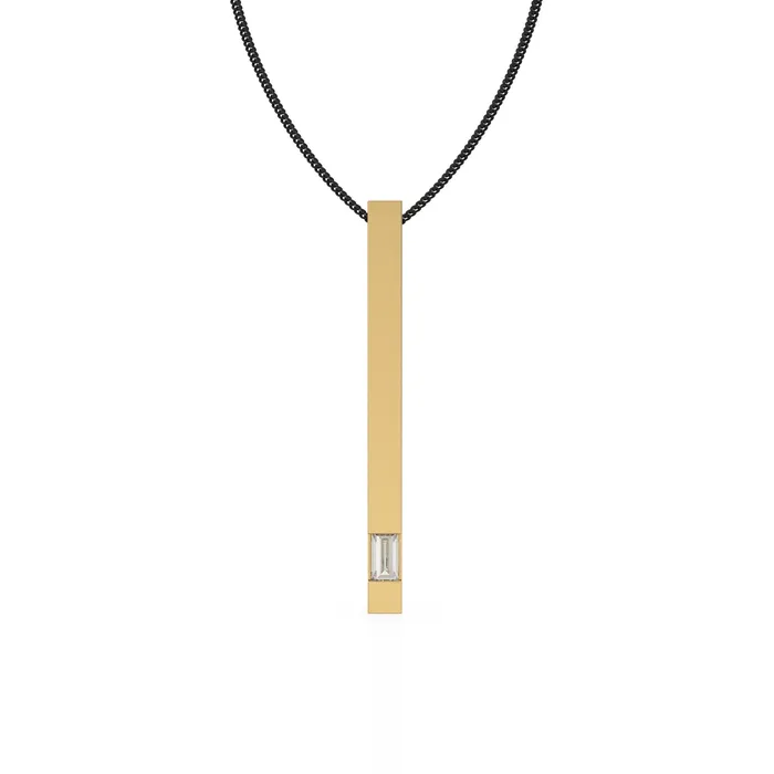 Jalvi Co Charm Necklaces Baguette Diamond Bar Charm Pendant 14k 18k Solid Gold Pendant Diamond Pendant Long Diamond Charm