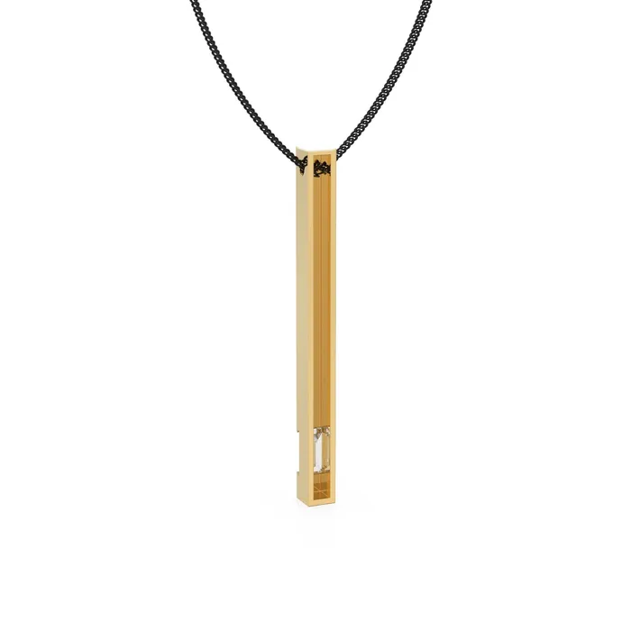 Jalvi Co Charm Necklaces Baguette Diamond Bar Charm Pendant 14k 18k Solid Gold Pendant Diamond Pendant Long Diamond Charm