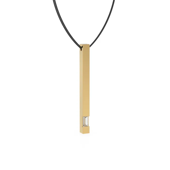 Jalvi Co Charm Necklaces Baguette Diamond Bar Charm Pendant 14k 18k Solid Gold Pendant Diamond Pendant Long Diamond Charm