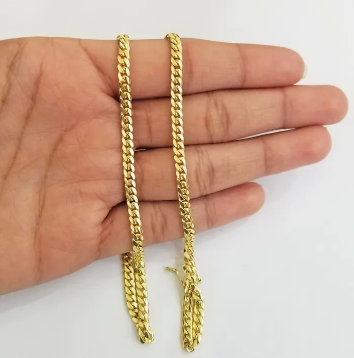 ladies 14k Yellow Gold Necklace Chain Women Cuban link 4mm 18 Box Lock globalwatches10 Necklaces