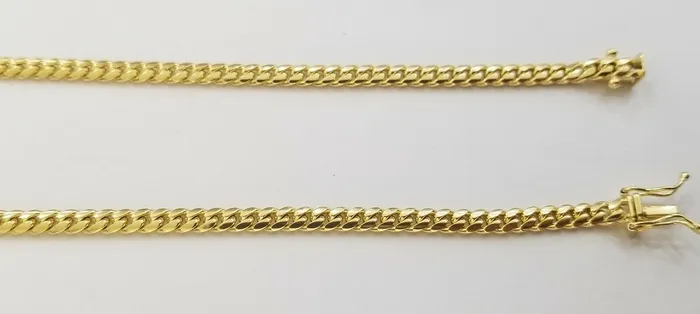 ladies 14k Yellow Gold Necklace Chain Women Cuban link 4mm 18 Box Lock globalwatches10 Necklaces