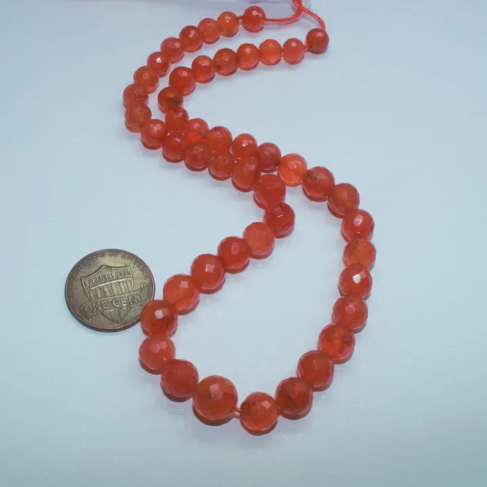 Necklaces Beads Supplies USA Natural Orange Carnelian Faceted Ball Round Gemstone Beads Necklace 15 6mm 9mm