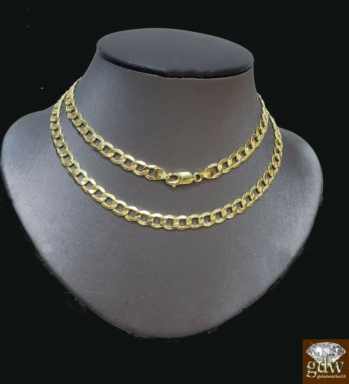 Necklaces Gold and Diamond Real 10k Gold Cuban curb link chain Necklace 65mm 24 Authentic 10k Yellow Gold Necklaces Gold and Diamond Real 10k Gold Cuban curb link chain Necklace 65mm 24 Authentic 10k Yellow Gold