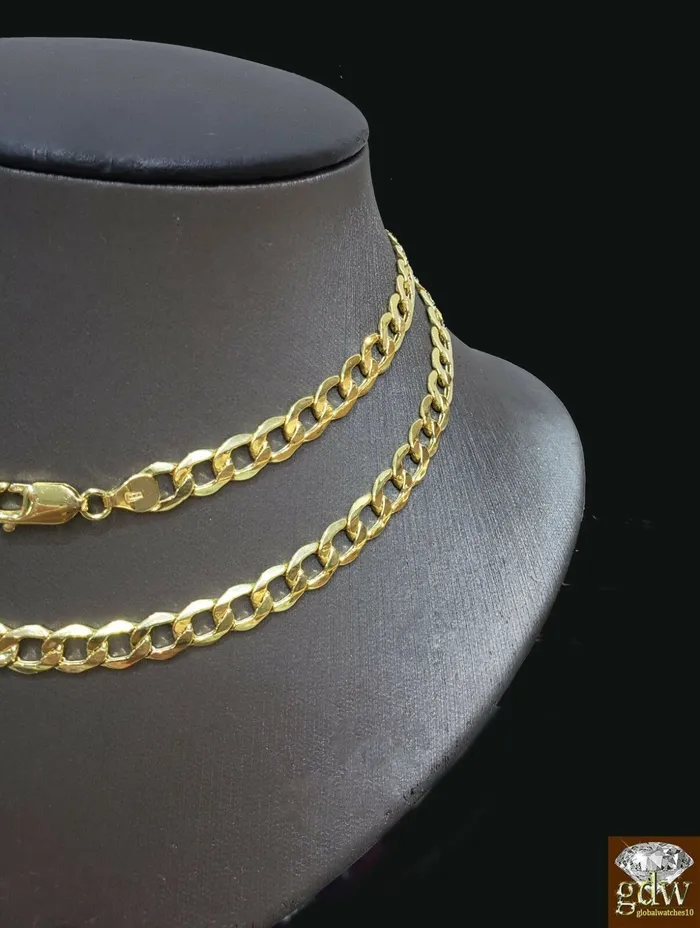 Necklaces Gold and Diamond Real 10k Gold Cuban curb link chain Necklace 65mm 24 Authentic 10k Yellow Gold