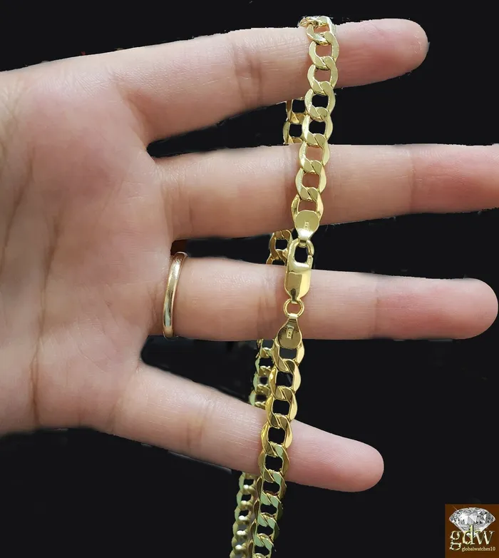 Necklaces Gold and Diamond Real 10k Gold Cuban curb link chain Necklace 65mm 24 Authentic 10k Yellow Gold