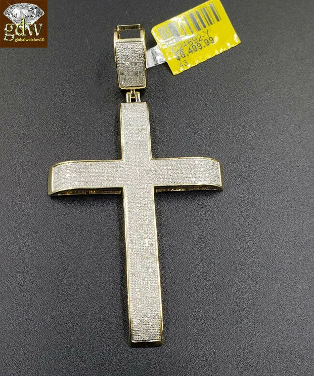 Necklaces Gold and Diamond Real 10k Yellow Gold Genuine Diamond 152 CT Diamond Cross pendant Jesus Mens