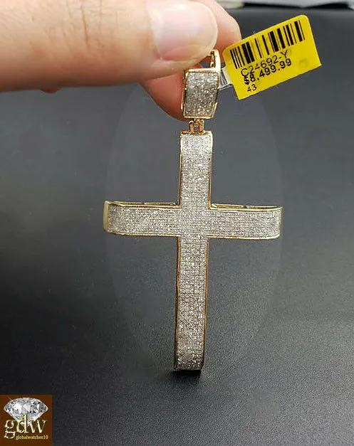 Necklaces Gold and Diamond Real 10k Yellow Gold Genuine Diamond 152 CT Diamond Cross pendant Jesus Mens