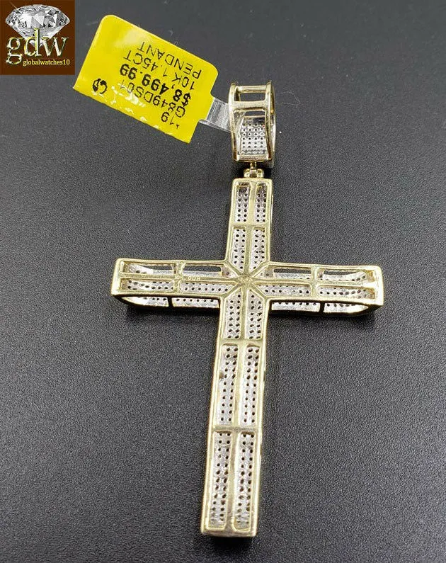 Necklaces Gold and Diamond Real 10k Yellow Gold Genuine Diamond 152 CT Diamond Cross pendant Jesus Mens