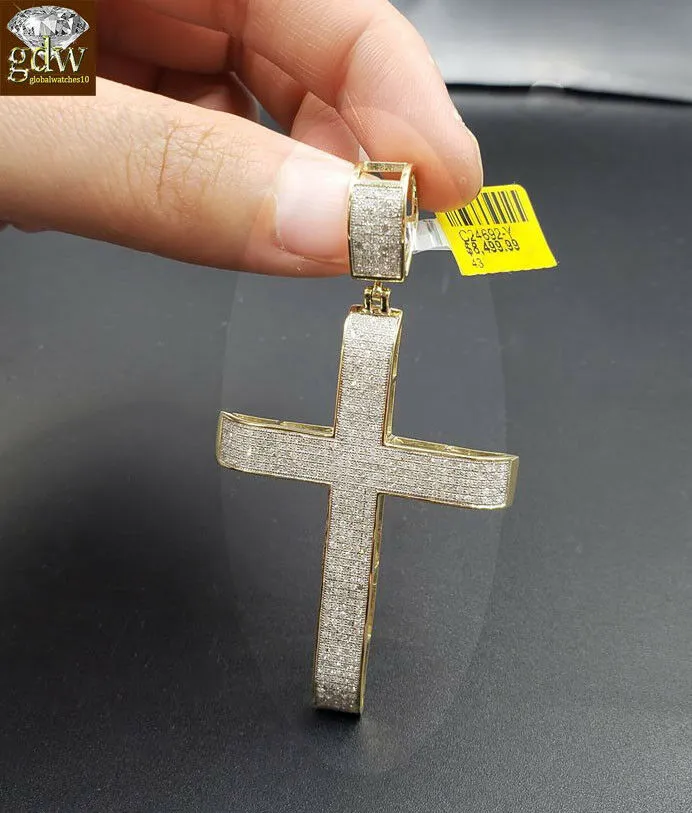 Necklaces Gold and Diamond Real 10k Yellow Gold Genuine Diamond 152 CT Diamond Cross pendant Jesus Mens