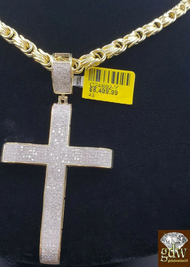 Necklaces Gold and Diamond Real 10k Yellow Gold Genuine Diamond 152 CT Diamond Cross pendant Jesus Mens
