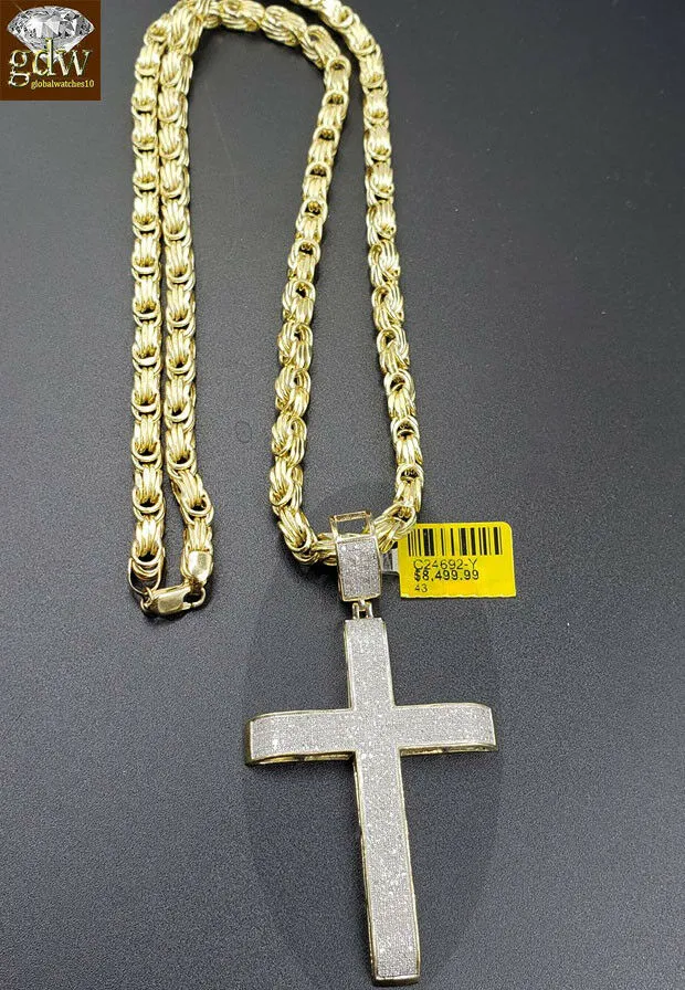 Necklaces Gold and Diamond Real 10k Yellow Gold Genuine Diamond 152 CT Diamond Cross pendant Jesus Mens
