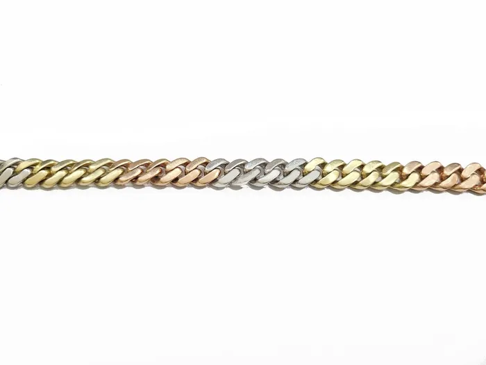 Necklaces Gold and Diamond Real Diamond Tricolor Necklace 10k Solid Gold 20 Inch 8mm Miami Cuban Chain