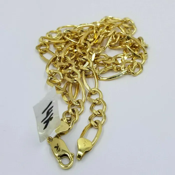 Necklaces Real 14k Yellow Gold Figaro Chain Solid 14kt 24 26 28 100 Authentic Necklace Gold and Diamond