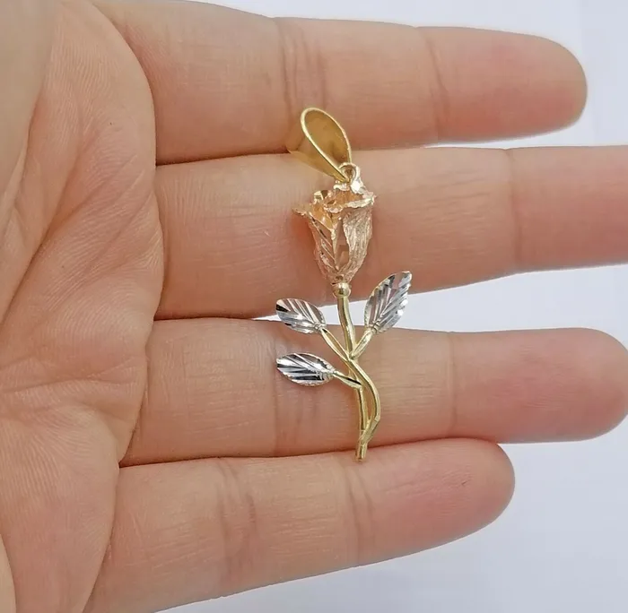 Necklaces Solid 10k Yellow Gold Rose Flower Charm Floral Pendant Diamond Cut Women Real Gold and Diamond Necklaces Solid 10k Yellow Gold Rose Flower Charm Floral Pendant Diamond Cut Women Real Gold and Diamond