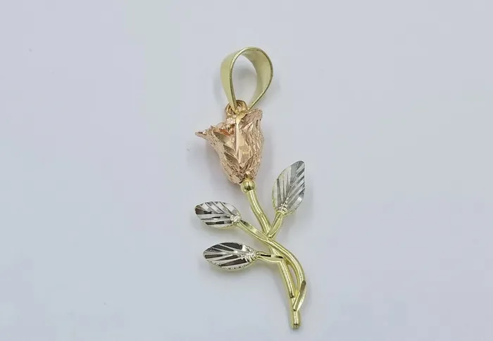 Necklaces Solid 10k Yellow Gold Rose Flower Charm Floral Pendant Diamond Cut Women Real Gold and Diamond Necklaces Solid 10k Yellow Gold Rose Flower Charm Floral Pendant Diamond Cut Women Real Gold and Diamond