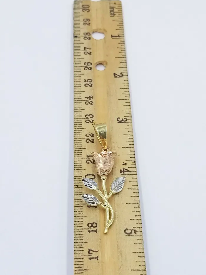 Necklaces Solid 10k Yellow Gold Rose Flower Charm Floral Pendant Diamond Cut Women Real Gold and Diamond Necklaces Solid 10k Yellow Gold Rose Flower Charm Floral Pendant Diamond Cut Women Real Gold and Diamond