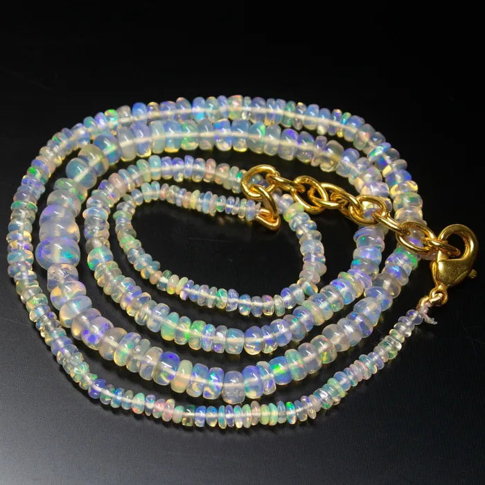 Ready to wear 20 inch 36mm Natural Ethiopian Opal Smooth Rondelle Shape Gemstone Beaded Necklace Beads Supplies USA Necklaces Ready to wear 20 inch 36mm Natural Ethiopian Opal Smooth Rondelle Shape Gemstone Beaded Necklace Beads Supplies USA Necklaces