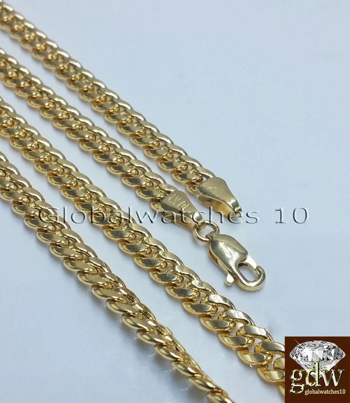 Real 10k Yellow Gold Head Charm Miami Cuban 24 Chain Necklace Gold and Diamond Necklaces