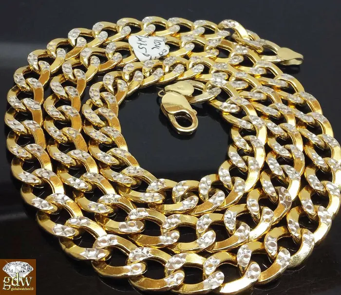 Real 10k Yellow Gold Miami Cuban Link Chain Necklace Diamond Cut 11MM 30 Inch Gold and Diamond Necklaces