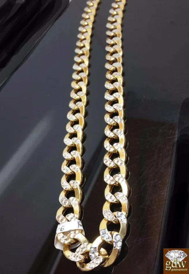 Real 10k Yellow Gold Miami Cuban Link Chain Necklace Diamond Cut 11MM 30 Inch Gold and Diamond Necklaces
