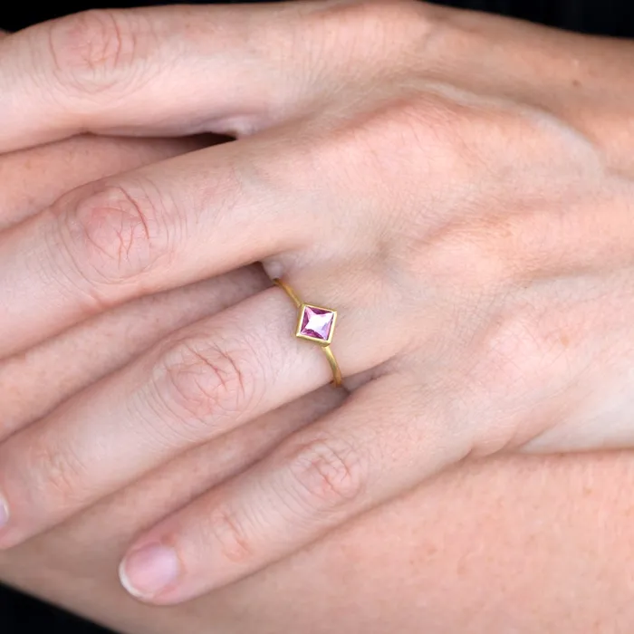 Rings Gabriella Kiss 18k Square Pink Sapphire Ring Rings Gabriella Kiss 18k Square Pink Sapphire Ring