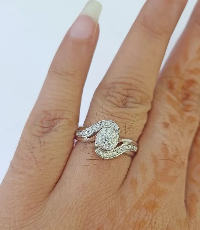 Rings Gold and Diamond REAL 14k White Gold Diamond Ring Ladies Wedding Engagement Genuine