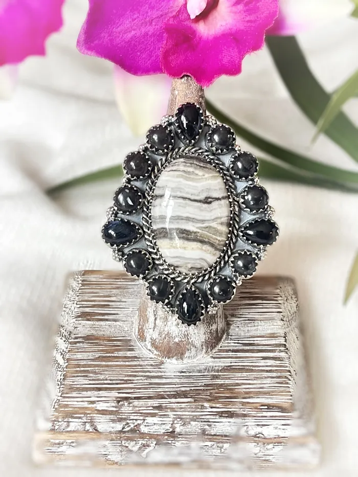 Rings Sterling Silver JasperBlack Onyx Custom Ring Sophiareneboutiquecom