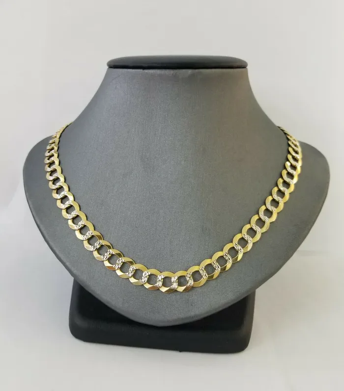 Solid REAL Yellow Gold 10k Cuban Curb Link necklace 8mm gold chain w diamond cut Gold and Diamond Necklaces Solid REAL Yellow Gold 10k Cuban Curb Link necklace 8mm gold chain w diamond cut Gold and Diamond Necklaces